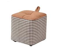ZPRYZHD avec Repose-Pieds à Poignées, Pouf Carré en Tissu Tabouret Bas, Structure Stable et Robuste, pour Salon, Chambre(Brown,Small)