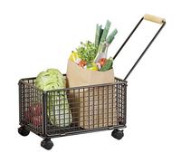 ZPRYZHD Chariot Utilitaire, Chariot Roulant Portable, Etagere de Rangement de Cuisine, avec Paniers Amovibles, pour Cuisine, Chambre, Buanderie, Bureau(Black,Small)