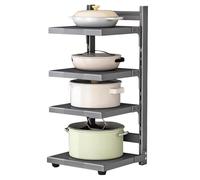 ZPRYZHD Etagere Rangement de Cuisine Réglables, Étagère de Rangement Robuste pour Ustensiles de Cuisine, avec Support de Couvercle, pour Comptoirs, Sols, sous Les Éviers, Espaces(Gray,20.5in/52cm)