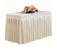 ZPRYZHD Nappe avec Jupe, Jupes de Table pour Tables Rectangulaires, Jupe de Bureau, pour Mariages, Banquets, Fêtes(White,47.2x23.6x29.5in/120x60x75cm)