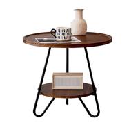 ZPRYZHD Petite Table Basse Moderne, Tables D'appoint à Deux Niveaux avec Pieds, Petite Table D'appoint D'appoint, pour Salon, Chambre, Balcon ou Petits Espaces(Brown,Small)