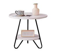 ZPRYZHD Petite Table Basse Moderne, Tables D'appoint à Deux Niveaux avec Pieds, Petite Table D'appoint D'appoint, pour Salon, Chambre, Balcon ou Petits Espaces(White,Small)