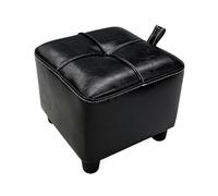 ZPRYZHD Pouf Ottoman Carré en Cuir, Tabouret Bas, Tabouret à Chaussures Facile à Nettoyer, Structure Stable, pour Salon, Bureau(Black,Large)
