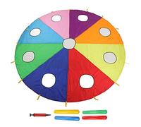 ZPurifylline Ensemble de Jeu de Parachute Parapluie, Jeu Gonflable Rond S à 9 Trous, Jeu de Parachute interactif pour Les activités des Parents de la Maternelle,