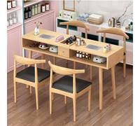 ZPVXRVQ Etabli de Manucure avec Tiroir Bureau de Salon de Manucure en Bois avec Double Couche, Pieds en Bois Massif Table de Prothésiste Ongulaire(Style 2)
