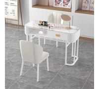 ZPVXRVQ Station de Manucure Moderne, Table de Manucure avec Tiroirs de Rangement Poste de Travail Professionnel en Verre pour Salon de Manucure, Bureau, avec Étagères Ouvertes(Style 2,100x40x76cm)