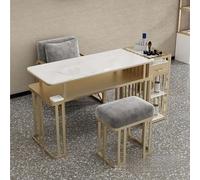 ZPVXRVQ Table À Ongles en Marbre avec Double Étagère de Rangement Station de Manucure Et de Pédicure en Acier Robuste, Table de Manucure en Marbre Blanc(85x40x78cm)