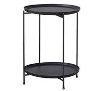 ZPVXRVQ Table D'appoint Ronde Compacte, Table D'appoint À Deux Niveaux De Style Campagnard, Idéale pour Les Petits Espaces, Table De Chevet pour La Chambre Ou Le Salon, Table Basse avec(Style 1)