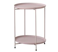 ZPVXRVQ Table D'appoint Ronde Compacte, Table D'appoint À Deux Niveaux De Style Campagnard, Idéale pour Les Petits Espaces, Table De Chevet pour La Chambre Ou Le Salon, Table Basse avec(Style 2)