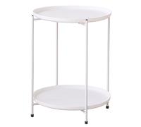 ZPVXRVQ Table D'appoint Ronde Compacte, Table D'appoint À Deux Niveaux De Style Campagnard, Idéale pour Les Petits Espaces, Table De Chevet pour La Chambre Ou Le Salon, Table Basse avec(Style 3)