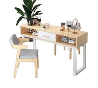 ZPVXRVQ Table de Manucure Table de Manucure Professionnelle Double Moderne avec Tiroirs 2 Compartiments de Rangement Ouverts Poste de Travail de Manucure en Bois(120x40x78cm)