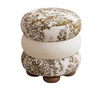 ZPVXRVQ Tabouret Rond Vintage en Velours, Tabouret Compact pour Se Coiffer, Tabouret pour Changer De Chaussures, Double Usage pour Le Salon et La Chambre À Coucher(Style 1)