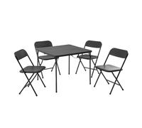 Zq-2098 Ensemble table de salle à manger en résine avec 4 chaises Finition blanche moderne Idéal pour salle à manger, cuisine ou extérieur Noir