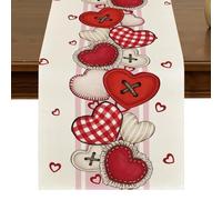 ZQ84 Chemin de table de Saint-Valentin avec boutons en forme de cœur 33 x 183 cm Décoration de table de cuisine ou de salle à manger pour intérieur ou extérieur