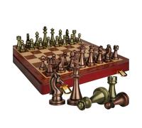 ZQBXHDZW Jeu D'éChecs en MéTal Pur,De SociéTé,éChecs Pliable Et Portable,Jeu StratéGie éDucatif,éChiquier pour Le Rangement,Coffret éDucatif Adultes Enfants(30 * 30 * 2.8cm,B)
