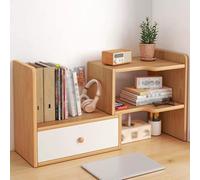 ZQDUFEA 2 couches de bureau étagère de bureau de bureau réglable de rangement de stockage de rangement d'organisateur d'affichage avec 1 tiroirs bibliothèque d'angle