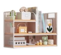 ZQDUFEA Berceau de la Grille de Fer Blanc Berce-étage étagères de Bureau Organisateur de Stockage de Rack avec bibliothèque de diviseur en Bois