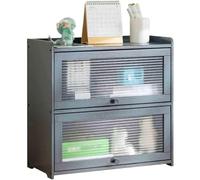 ZQDUFEA Bibliothèque à Double Niveau avec survol de Porte Acrylique Transparent étagère multifonctionnelle pour Les Livres de Bureau Affichage des Livres de Bureau