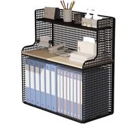 ZQDUFEA Bidaconction de Bureau Ouverte à 3 Niveaux avec partitions en Bois Bibliothèque d'organisateurs d'affichage Bibliothèque en Fer Fer Falle de Rangement Autonome