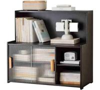 ZQDUFEA Bidacothérapie de Bureau à Plusieurs Niveaux avec Rack de Rangement de Porte coulissante en Plastique étagère de Bureau ajusté Bookisateur Rack d'affichage de l'organisateur