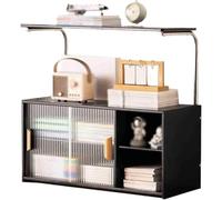 ZQDUFEA Bidacothérapie de Bureau à Plusieurs Niveaux avec Rack de Rangement de Porte coulissante en Plastique étagère de Bureau ajusté Bookisateur Rack d'affichage de l'organisateur