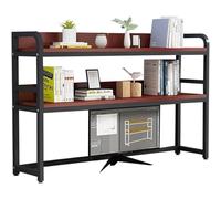 ZQDUFEA Bidacothérapie de Bureau en Bois à 2 Niveaux Petite bibliothèque Stable Metal FRATS Bureau Organisateur de Stockage de Rack pour Affichage pour Le Livre/CD