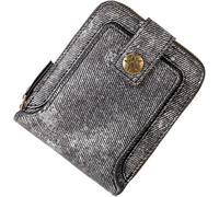 ZQDUFEA Denim Tissu Horizontal Zipper Portefeuille de Style de Style Court Porte-Cartes Mini-Sac à Main Portable Poche de pièces de Monnaie Femelle de la Mode Feme