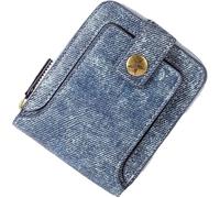 ZQDUFEA Denim Tissu Horizontal Zipper Portefeuille de Style de Style Court Porte-Cartes Mini-Sac à Main Portable Poche de pièces de Monnaie Femelle de la Mode Feme