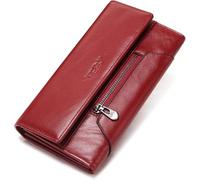 ZQDUFEA Embrayage de Portefeuille à Long Portage RFID Blogage de Cartes de Carte de Grande capacité Purseurs de Monnaie de Cartes de Vaches Cow Hide Pornets pour Femmes
