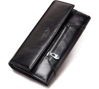 ZQDUFEA Embrayage de Portefeuille à Long Portage RFID Blogage de Cartes de Carte de Grande capacité Purseurs de Monnaie de Cartes de Vaches Cow Hide Pornets pour Femmes