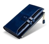 ZQDUFEA Portefeuille à Longueur de Style Vintage Support de Carte en Cuir avec pièces de fenêtre d'identification Poche pour Femmes pièces de Poche RFID Blocking