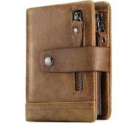 ZQDUFEA Portefeuille en Cuir Authentique RFID Blocking Secure Carte Solder Bifold Coin Pornets Pocket de Monnaie à Fermeture éclair élégant pour Les Hommes