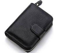 ZQDUFEA Portefeuille en Cuir avec Blocage RFID, Porte-Cartes de sécurité, Couleur Unie, Poche zippée, Porte-Monnaie pour Hommes et Femmes