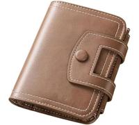 ZQDUFEA Portefeuille en Cuir avec Blocage RFID, Porte-Cartes de sécurité, Porte-Monnaie Court, Multifonction, Grande capacité, Poche pour pièces de Monnaie, Marron