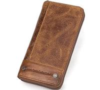 ZQDUFEA Portefeuille en Cuir de Vache RFID Shield Coin Wallet Grande capacité Long Porte - Cartes Vintage Casual Coin Pocket pour Les Hommes