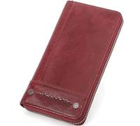 ZQDUFEA Portefeuille en Cuir de Vache RFID Shield Coin Wallet Grande capacité Long Porte - Cartes Vintage Casual Coin Pocket pour Les Hommes