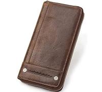 ZQDUFEA Portefeuille en Cuir de Vache RFID Shield Coin Wallet Grande capacité Long Porte - Cartes Vintage Casual Coin Pocket pour Les Hommes