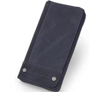 ZQDUFEA Portefeuille en Cuir de Vache RFID Shield Coin Wallet Grande capacité Long Porte - Cartes Vintage Casual Coin Pocket pour Les Hommes