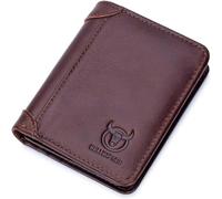 ZQDUFEA Portefeuille en Cuir pour Hommes RFID Blocking Carte Holder Cowhide Vinol Portefeuille Vintage de Grande capacité Portefeuille Pouche monétaire