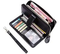 ZQDUFEA Portefeuille en Cuir rétro Simple Trifold Carte Solder de Grande capacité Pochette Pocket Pocket Long Coin Purses avec Bracelet de Poignet