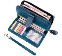 ZQDUFEA Portefeuille en Cuir rétro Simple Trifold Carte Solder de Grande capacité Pochette Pocket Pocket Long Coin Purses avec Bracelet de Poignet