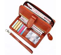 ZQDUFEA Portefeuille en Cuir rétro Simple Trifold Carte Solder de Grande capacité Pochette Pocket Pocket Long Coin Purses avec Bracelet de Poignet