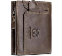 ZQDUFEA Portefeuille en Cuir véritable Porte - Cartes RFID Porte - Monnaie Bifold Vintage Grande capacité avec Boucle Design Coin Pochette