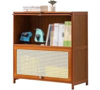 ZQDUFEA Rack d'organisateur de bibliothèque de Bureau à Double Niveau avec des Portes de Trous Respirants en Plastique tissé bibliothèque Autonome