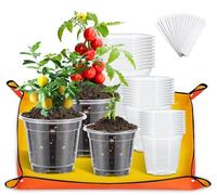 ZQEJEFD 30 Pièces Pots Orchidées Clairs avec Tapis de Rempotage, 9cm 10.5cm 12.5cm Pot de Fleurs en Plastique avec Trou de Drainage, Godets pour Semis Pot Transparent avec 30 Étiquettes De Plantes