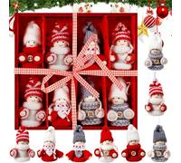 ZQEJEFD 8Pcs Lutins Suspensions pour Sapin de Noël, Lutins/Bonhommes Tricotés,Mini Bonhommes Tricotés Pendentif de Ange Decoration de Noel pour Sapin,Petit Gnomes Figurine Noel en Bois Faite à la Main