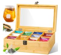 ZQEJEFD Boîte à thé en Bois avec 10 Compartiments 29.5 x 16 x 9 cm, Boîte a The Compartiments avec Couvercle Fenêtre Transparente, Conservation du Thé, Boîte à Sachets de thé pour Conserver les Arômes