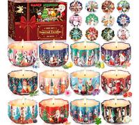 ZQEJEFD Bougies Parfumées de Noël, 12 Bougies Cadeau Bougie Parfumée, Bougie Parfumée, Bougies en Cire De Soja Naturel, Ensembles Bougie Aromatique,Cire de soja Bougie en Portable,pour Fête Décor,Noël
