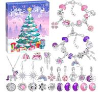 ZQEJEFD Calendrier de l'Avent Bijoux 2025 Enfant Fille,24 Surprises Calendrier de l'avent Enfant Ado,Calendrier de Noël Bracelet Collier Fabrication Bijoux Fille Cadeaux de Noël 5 6 7 8 9 10 11 12 Ans