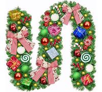 ZQEJEFD Guirlande de Noël,Guirlande Sapin Artificiel 2.7M,Guirlande de Noel Sapin avec 50 LED,Guirlande Lumineuse Sapin Noel,Guirlande de Sapin,Guirlande de Rotin Artificiel,pour Décor Porte Cheminée